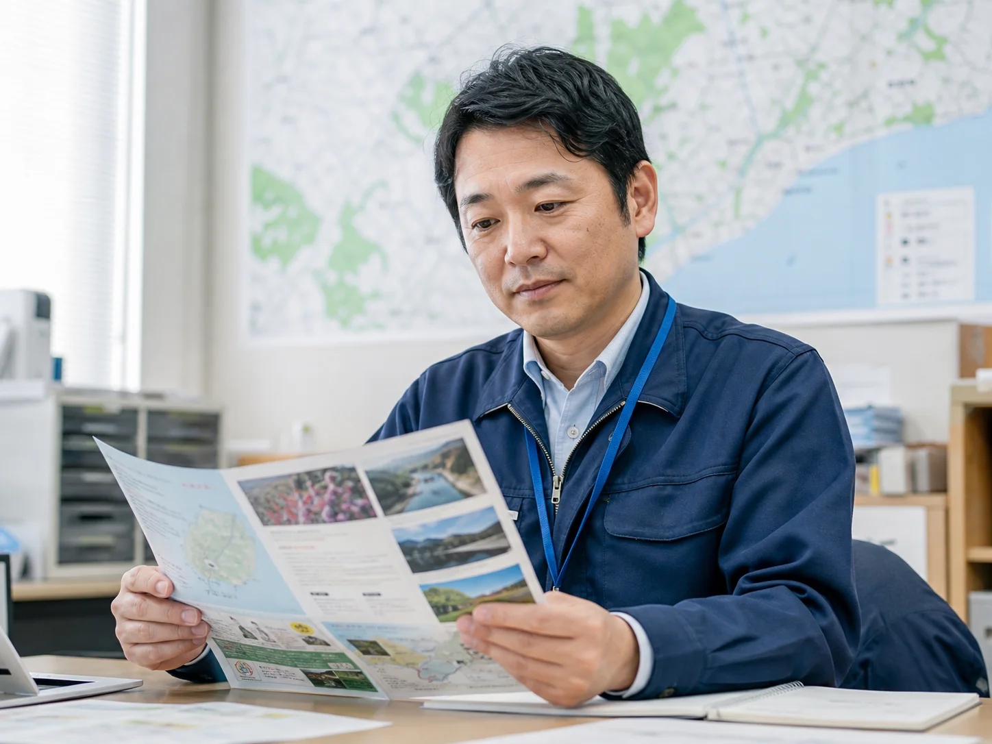 地域情報の資料を確認する自治体・地域事業者の担当者